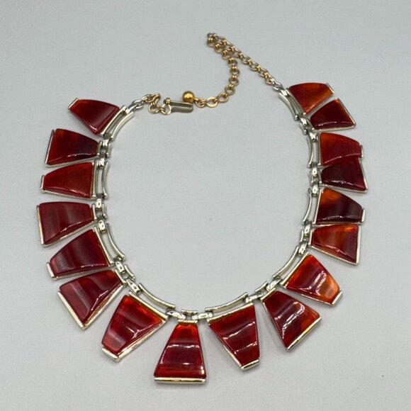 Vintage Charel Amber Lucite Necklace - Picture 1 of 12